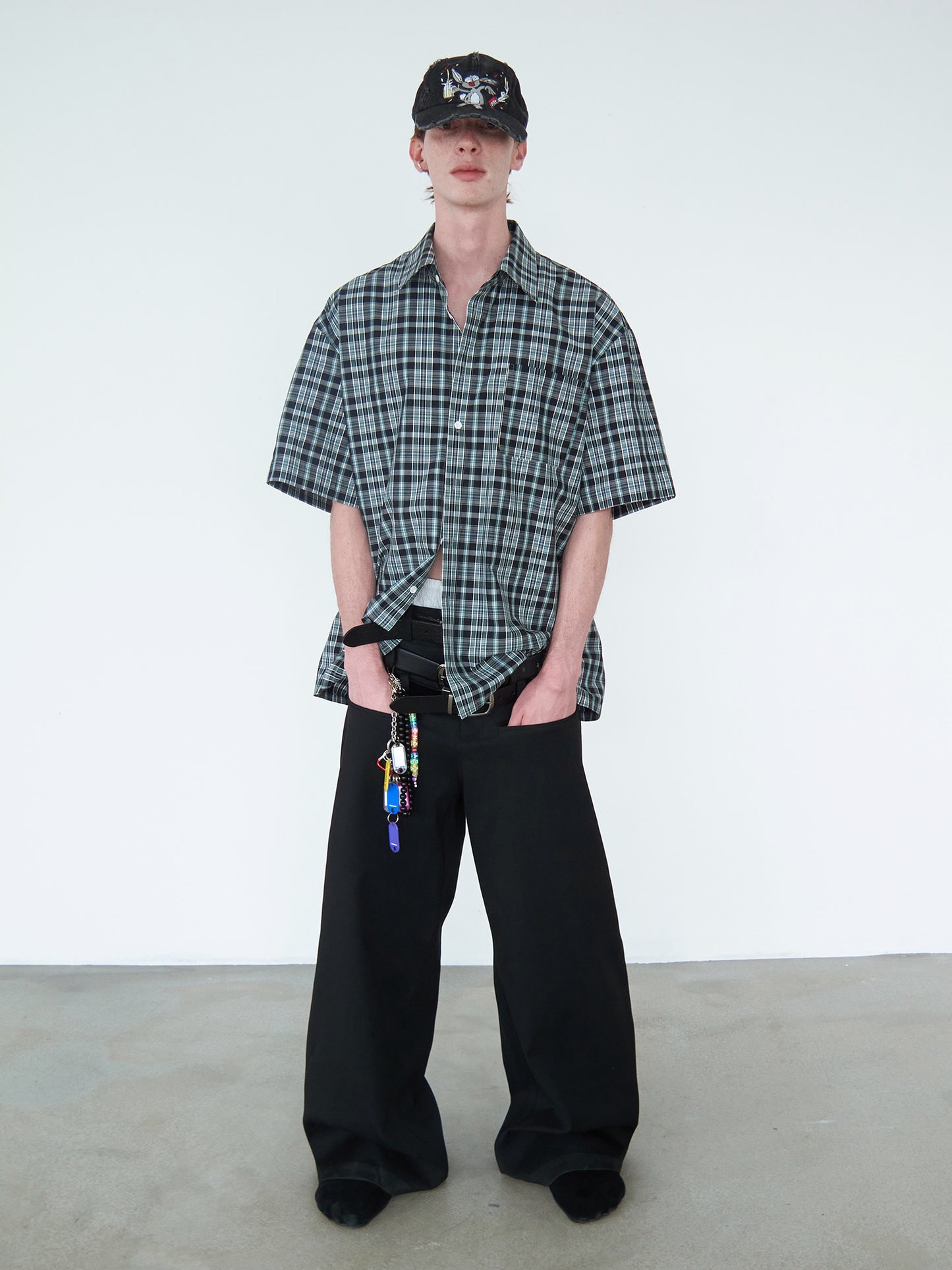 Delivery green and black checked shirt