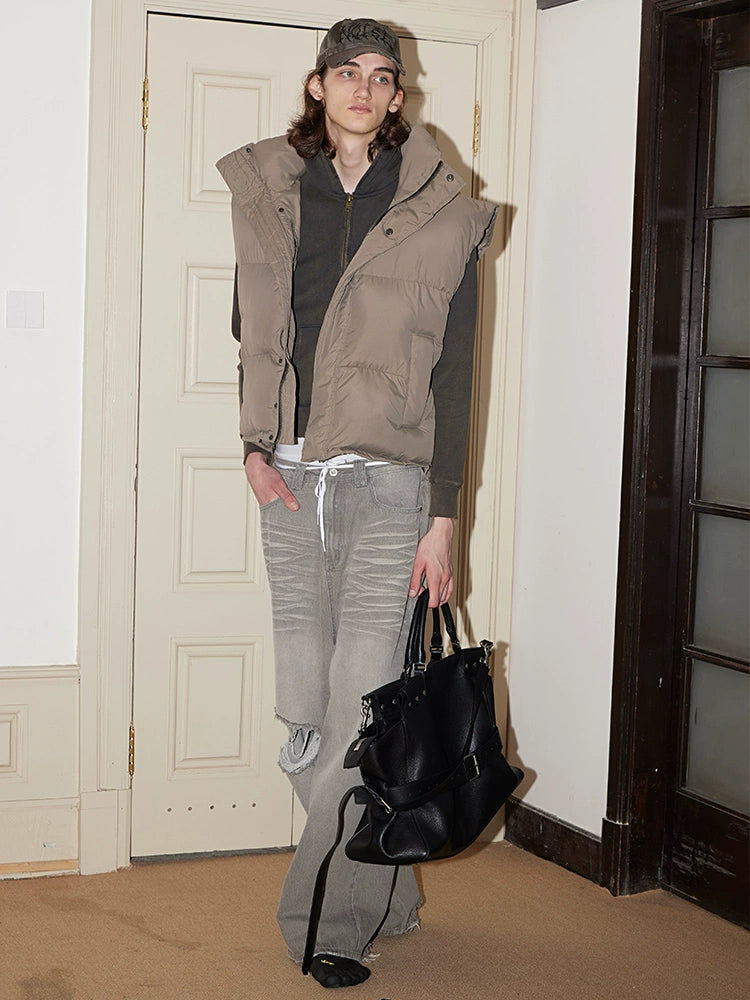 FSG Washed light gray low-rise jeans