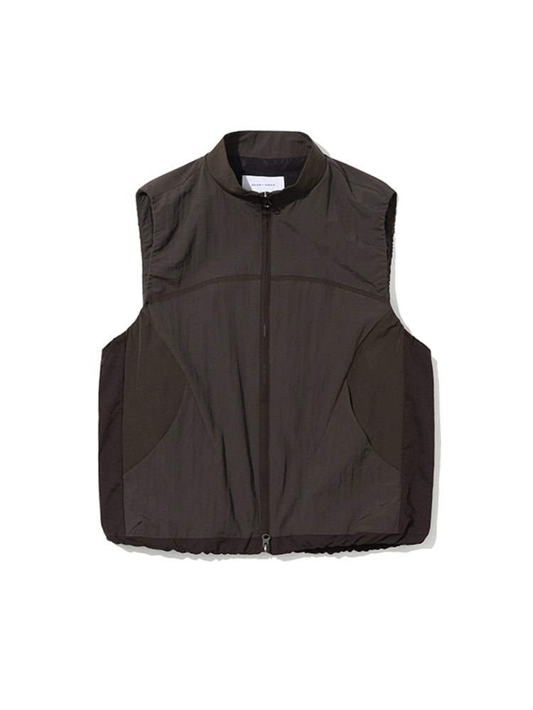 DECESOLO Multicolor Panelled Stand-Collar Vest Jacket