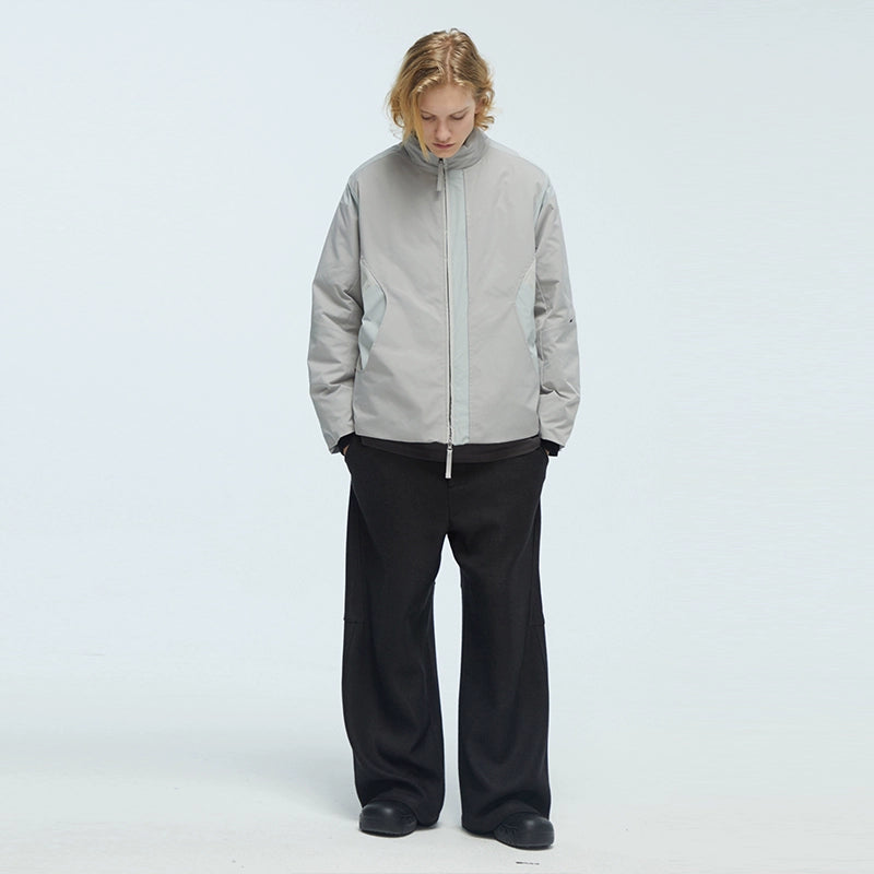 DECESOLO Multi-color stitched stand-up duck down jacket