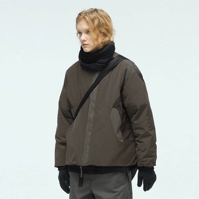 DECESOLO Multi-color stitched stand-up duck down jacket