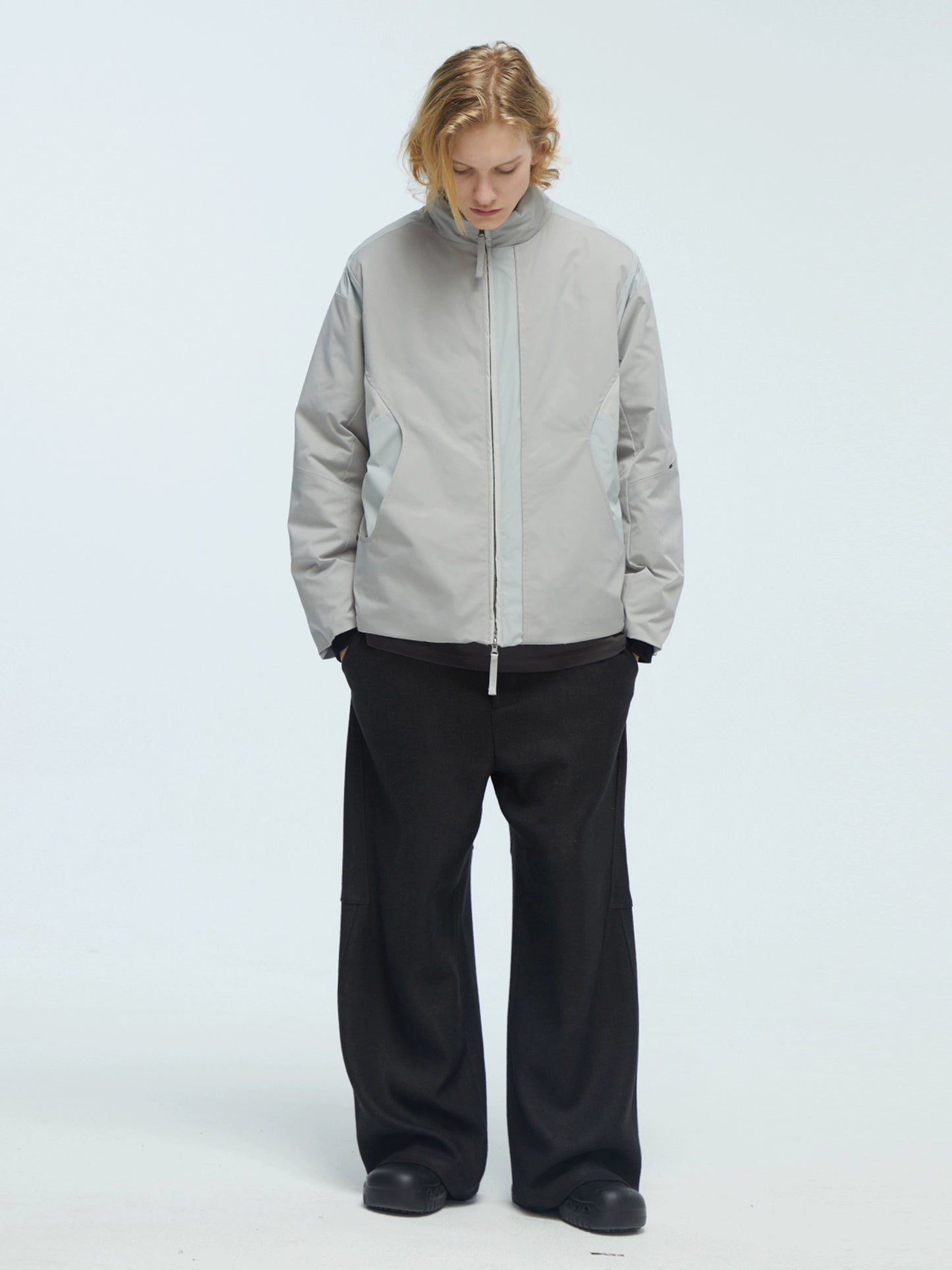 DECESOLO Multi-color stitched stand-up duck down jacket