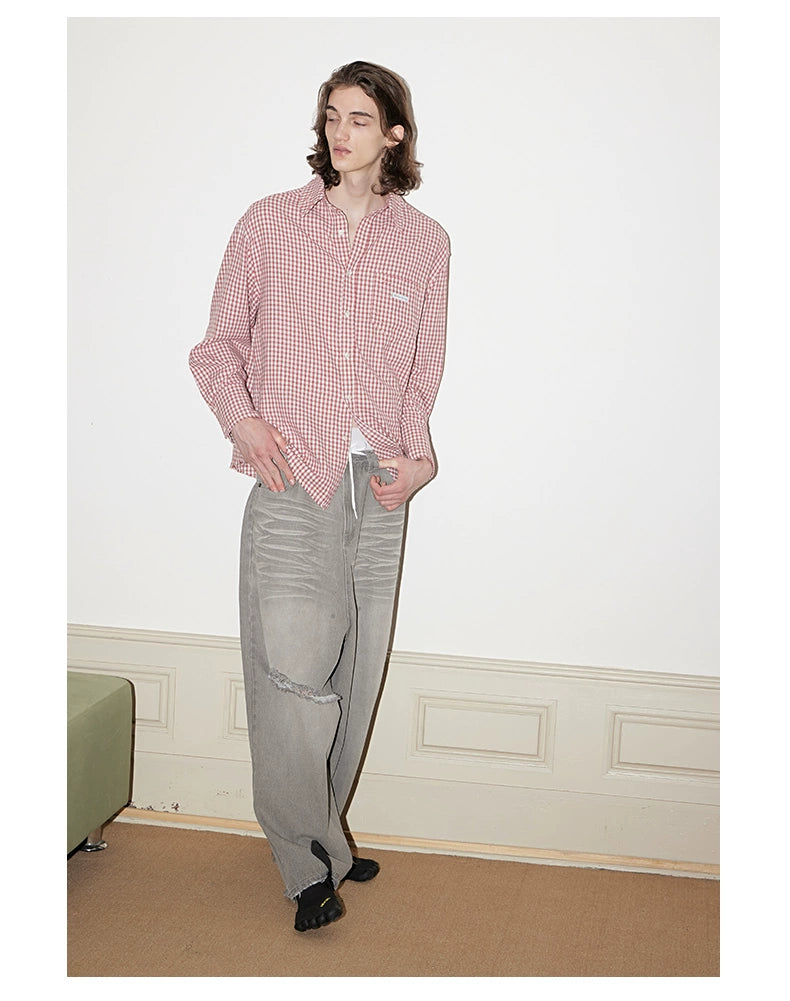 FSG Washed light gray low-rise jeans