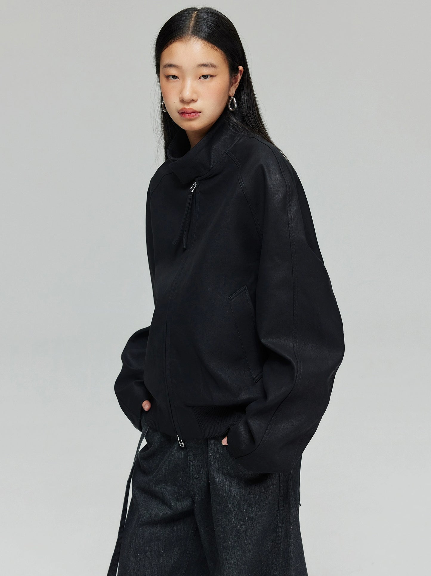 Simple Project PU Leather Jacket