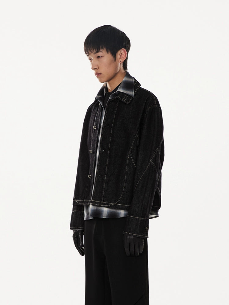 UNDECEIVED Gradient check silk cotton long-sleeved shirt