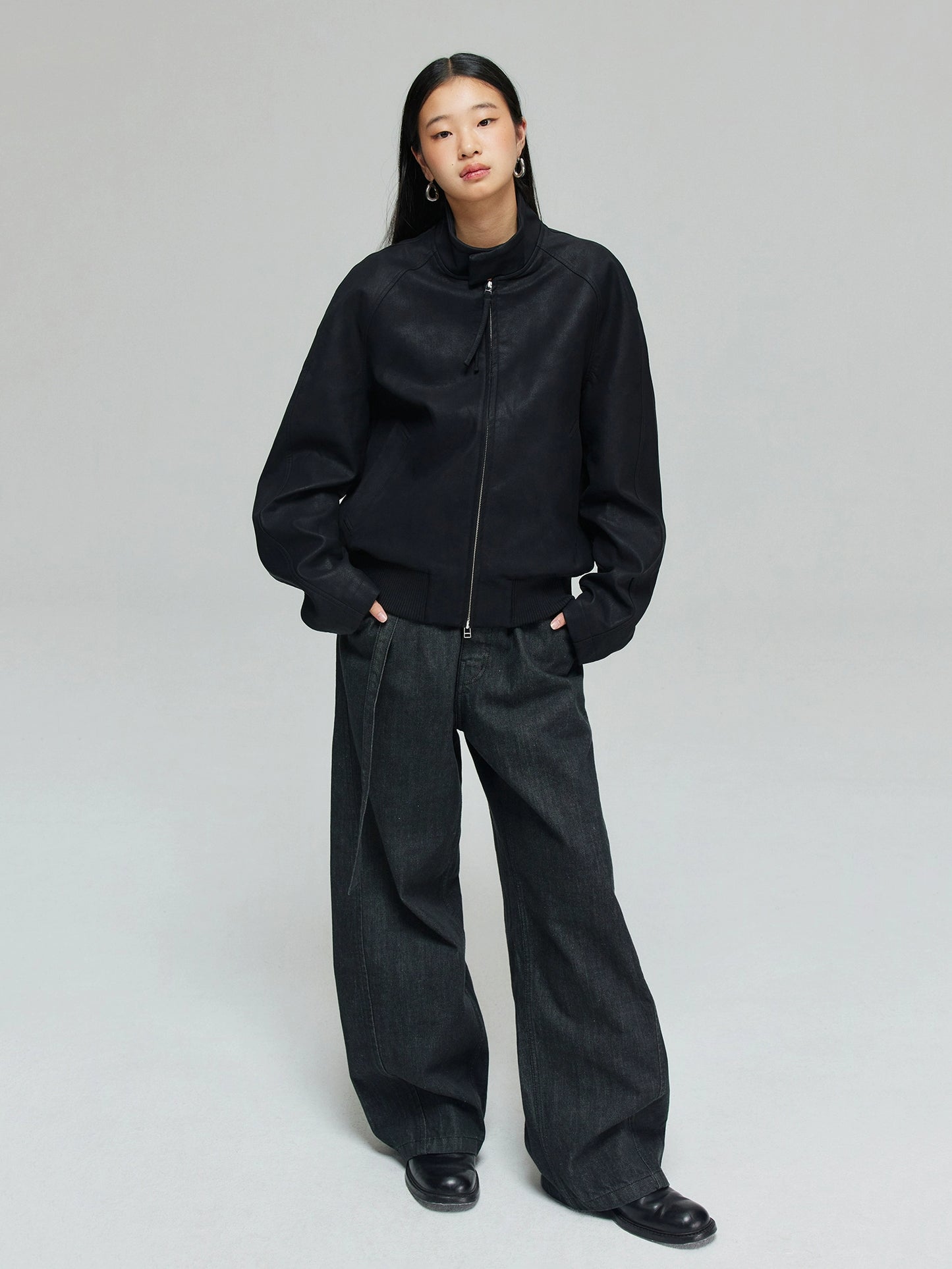 Simple Project PU Leather Jacket