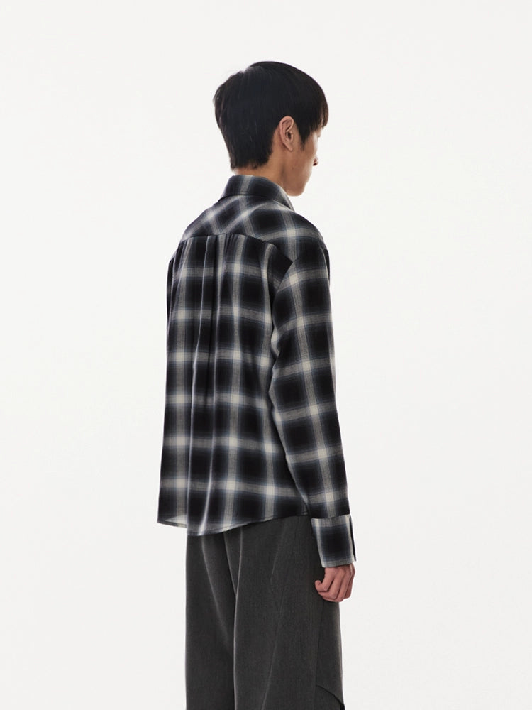 UNDECEIVED Gradient check silk cotton long-sleeved shirt