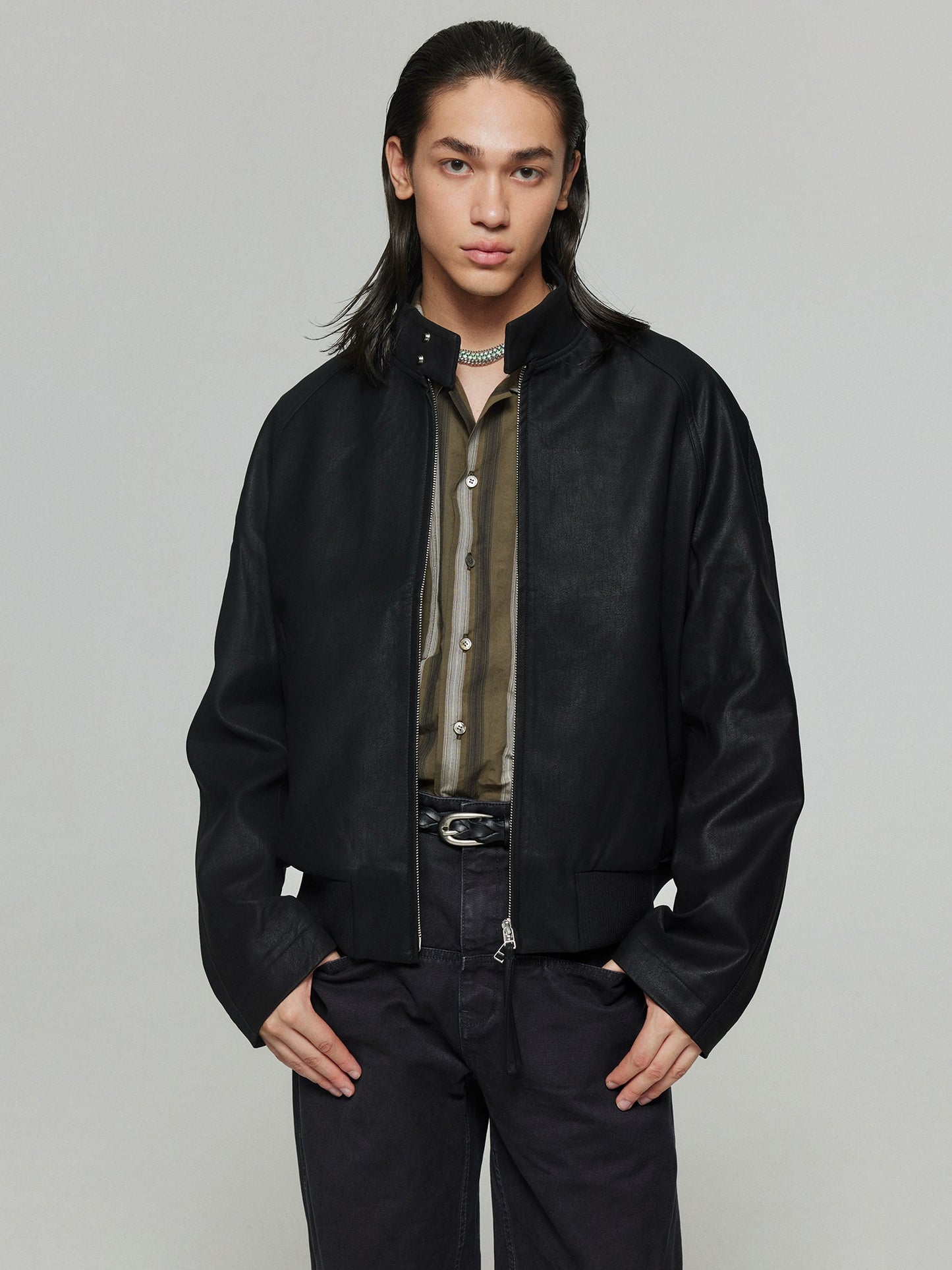 Simple Project PU Leather Jacket