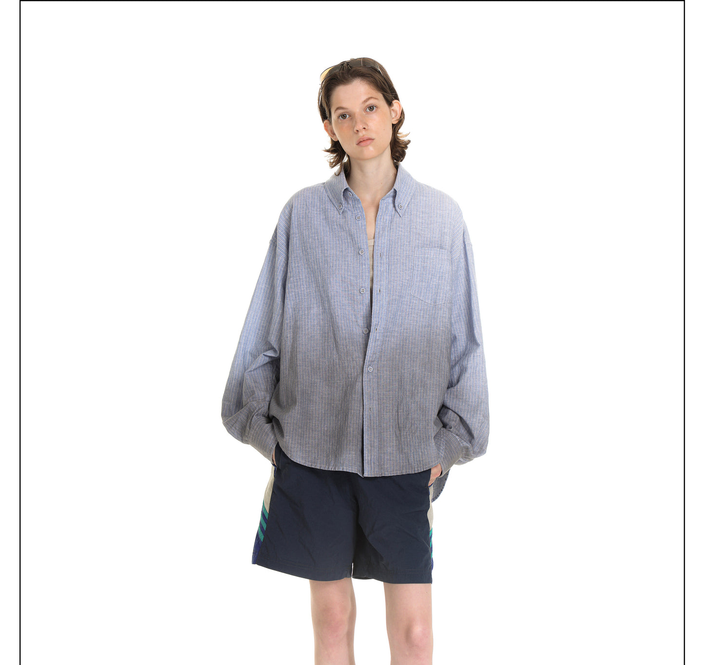 MASONPRINCE's Hemp gradient color loose striped shirt
