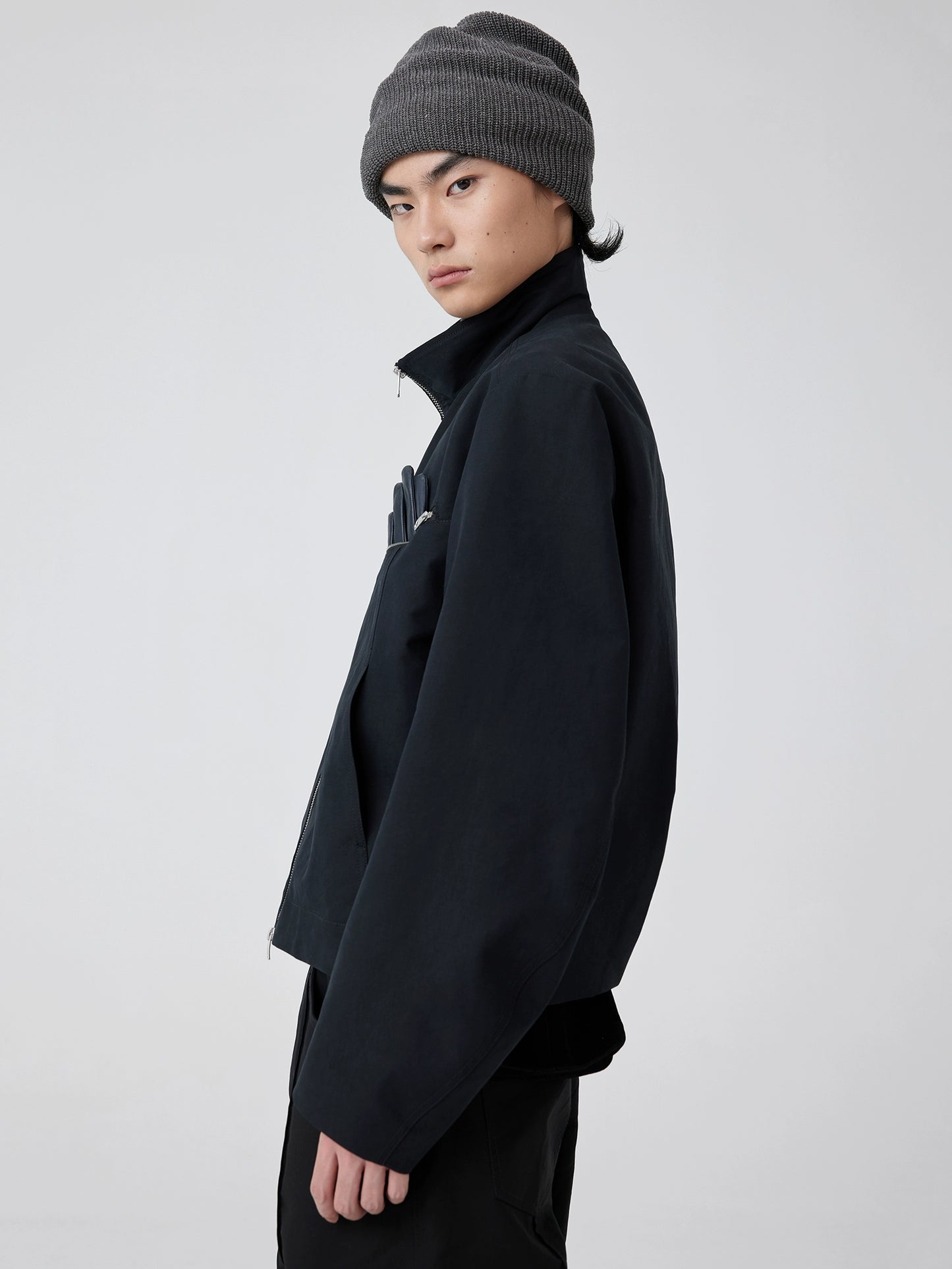 Simple Project Double-layered stand-up collar jacket