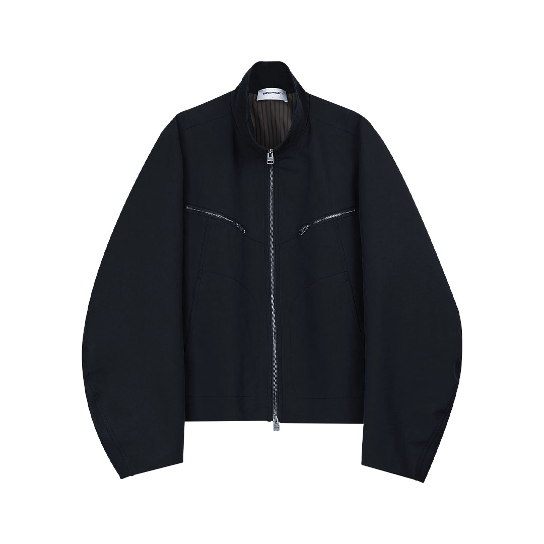 Simple Project Double-layered stand-up collar jacket