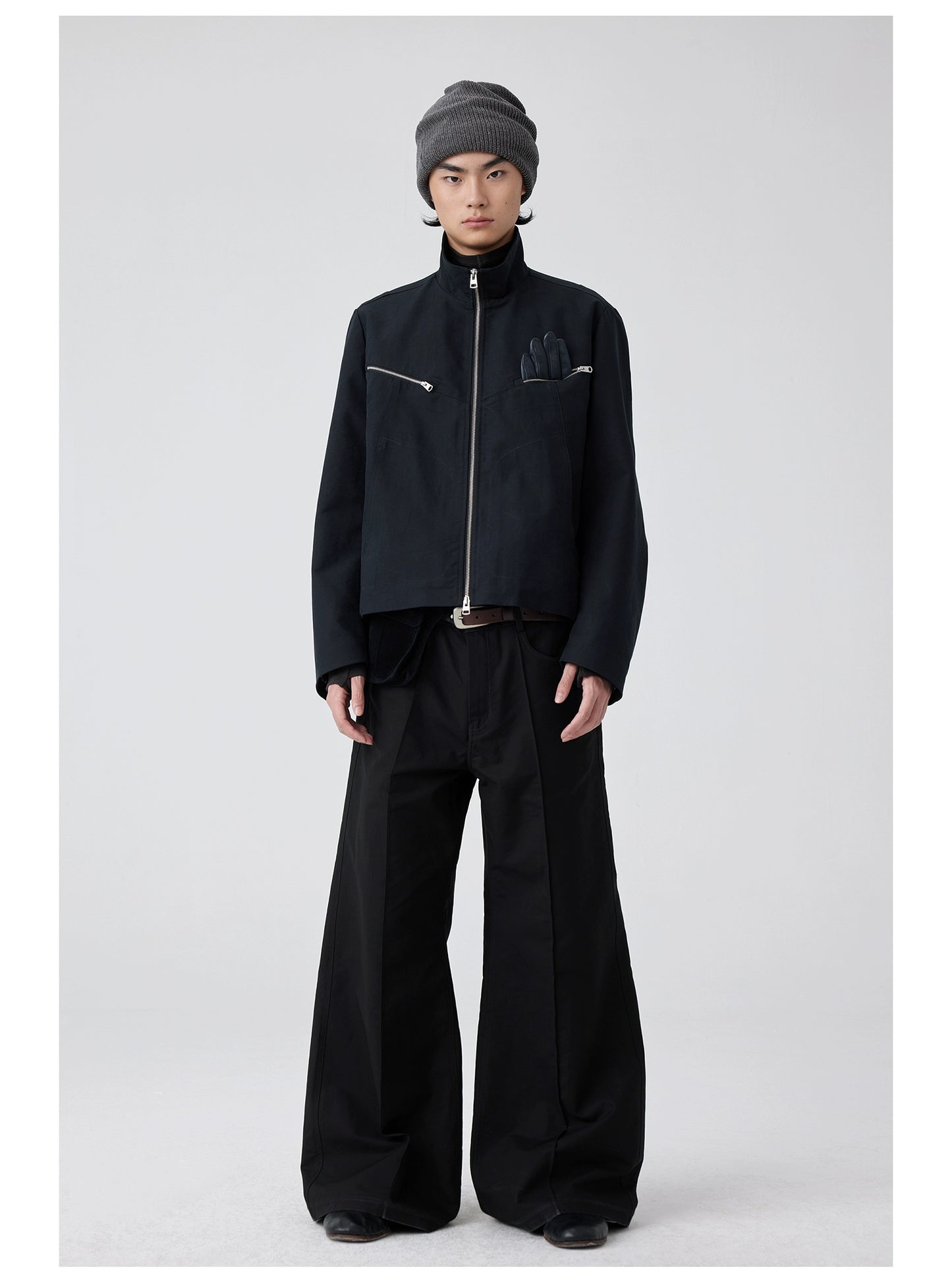 Simple Project Double-layered stand-up collar jacket