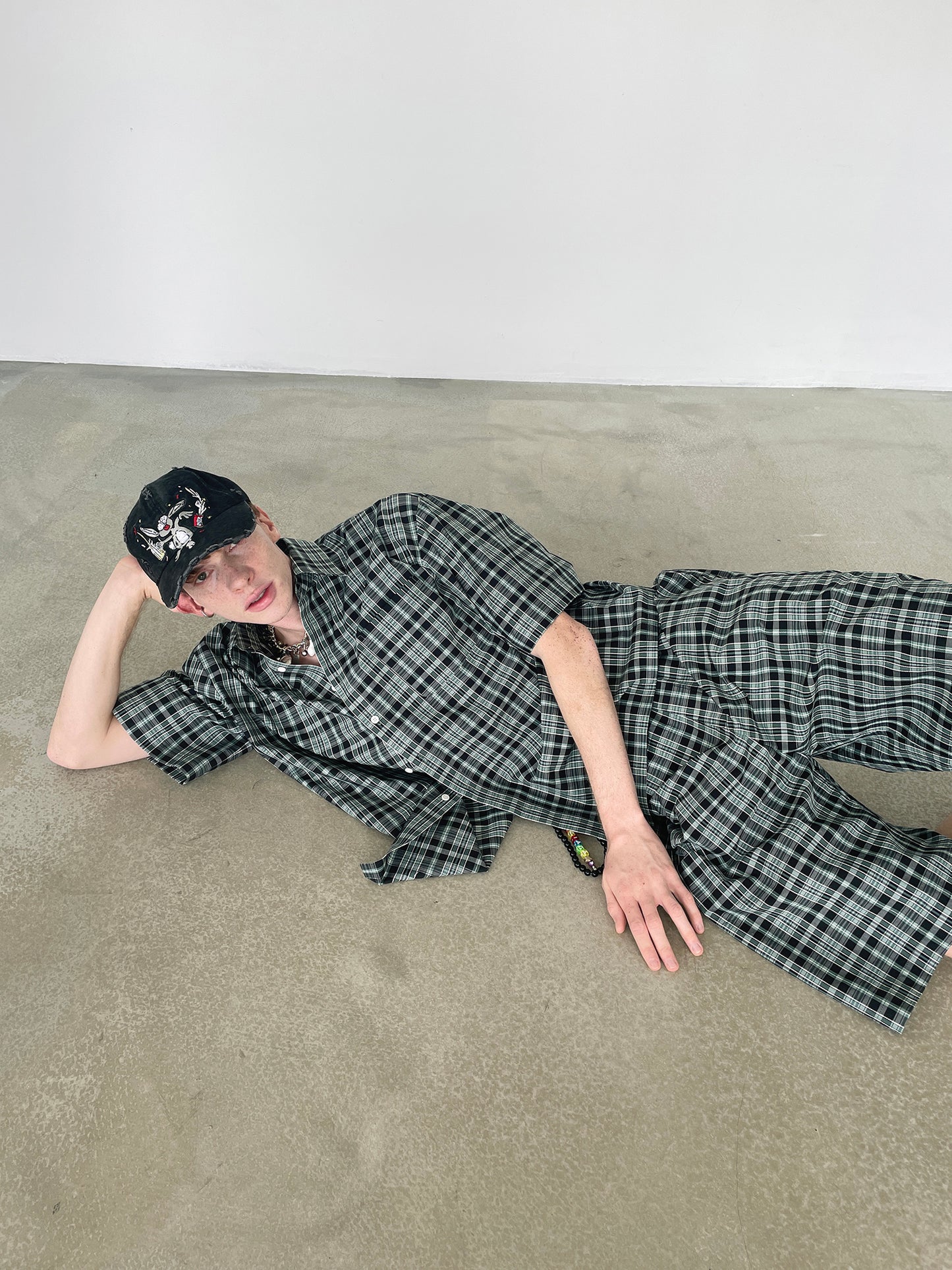 Delivery green and black checked shirt