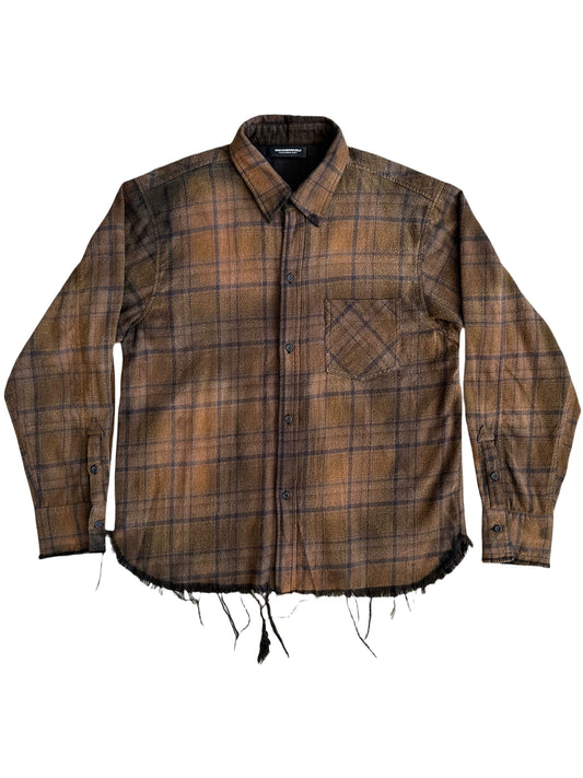 UNKNOWNWORLD Washed  rendering plaid shirt