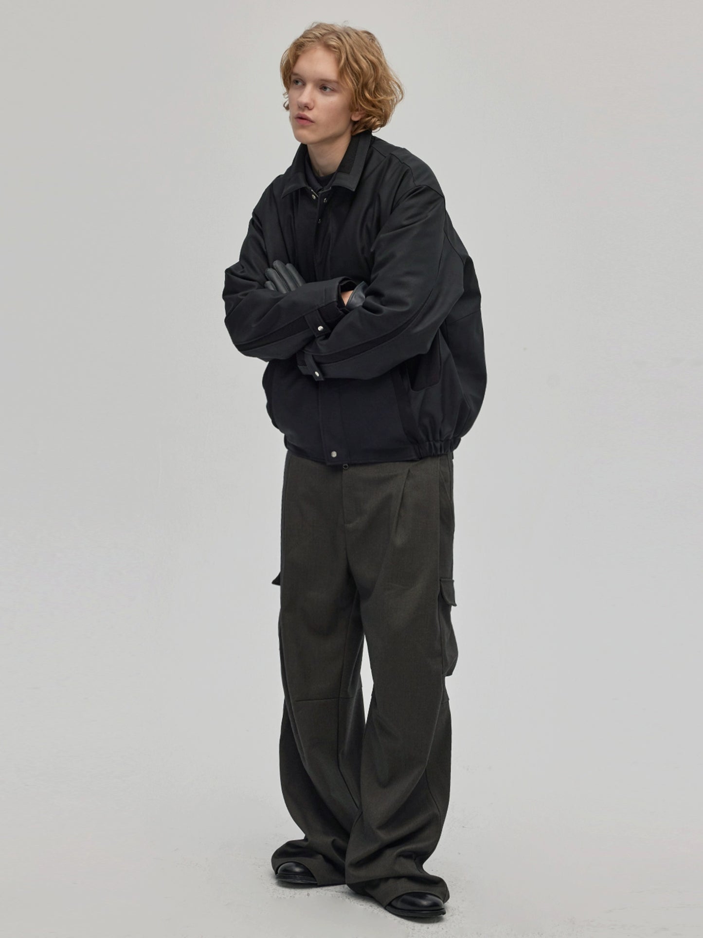 DECESOLO PU leather heavy short jacket