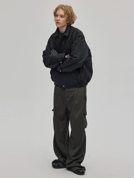 DECESOLO PU leather heavy short jacket