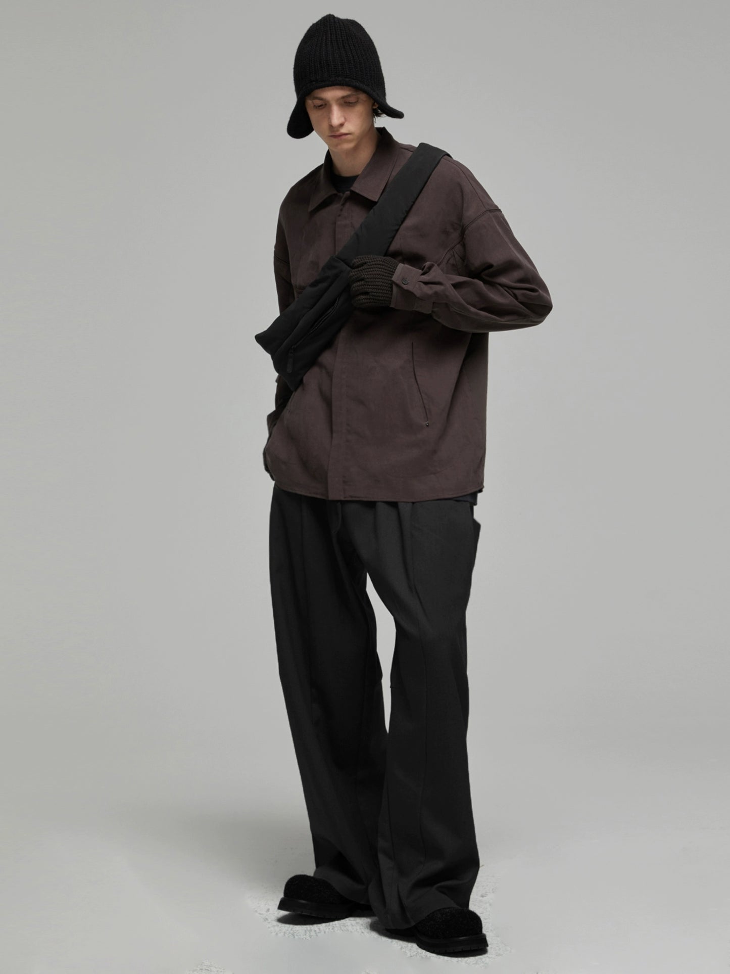 DECESOLO Stitching loose cropped jacket
