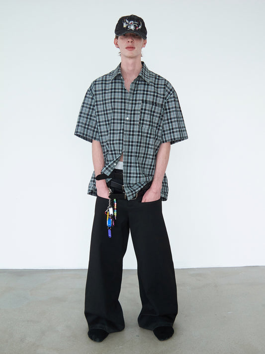 Delivery green and black checked shirt