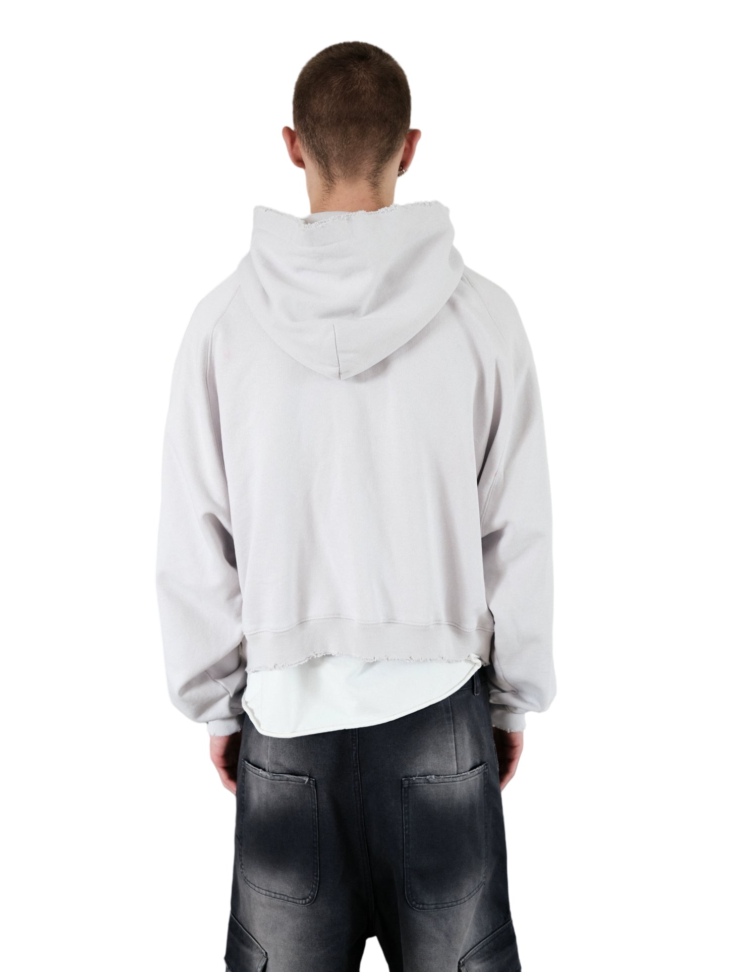 UNKNOWNWORLD 24FW WASHED DISTRESSED DESTRUCTION SIX PISTOLS PUNK PRINT HOODED SWEATSHIRT