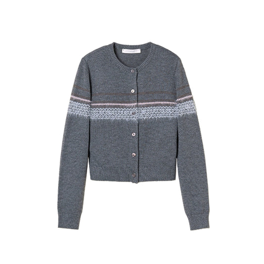 OPICLOTH STRIPE VINTAGE WOOL KNITTED CARDIGAN