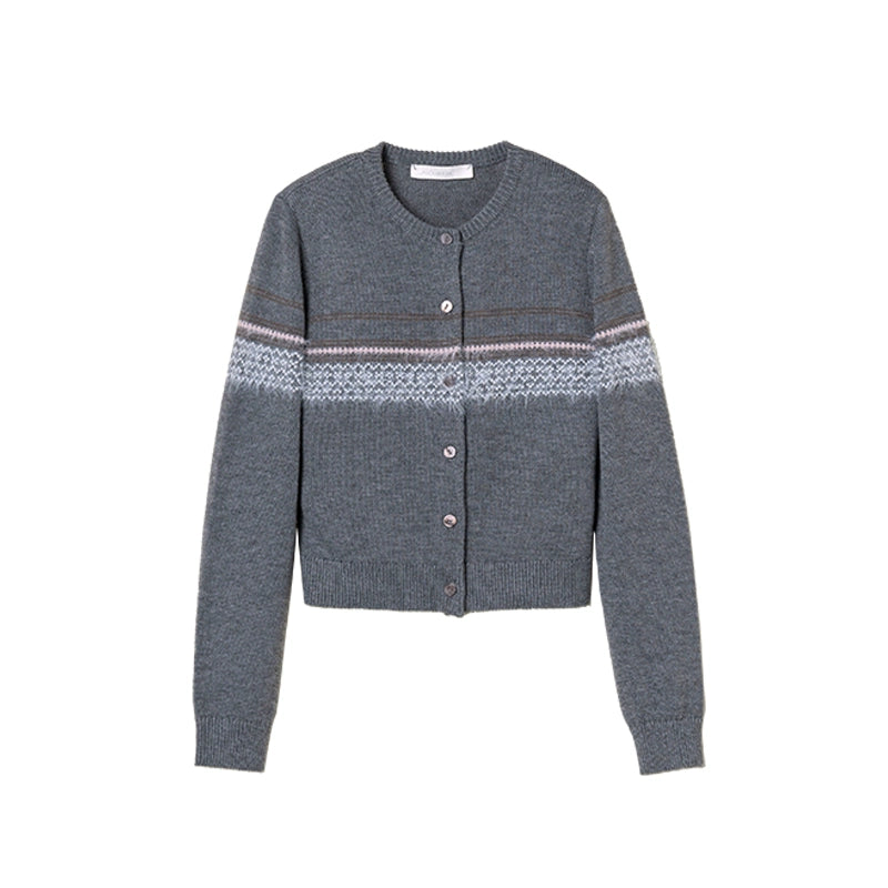 OPICLOTH STRIPE VINTAGE WOOL KNITTED CARDIGAN