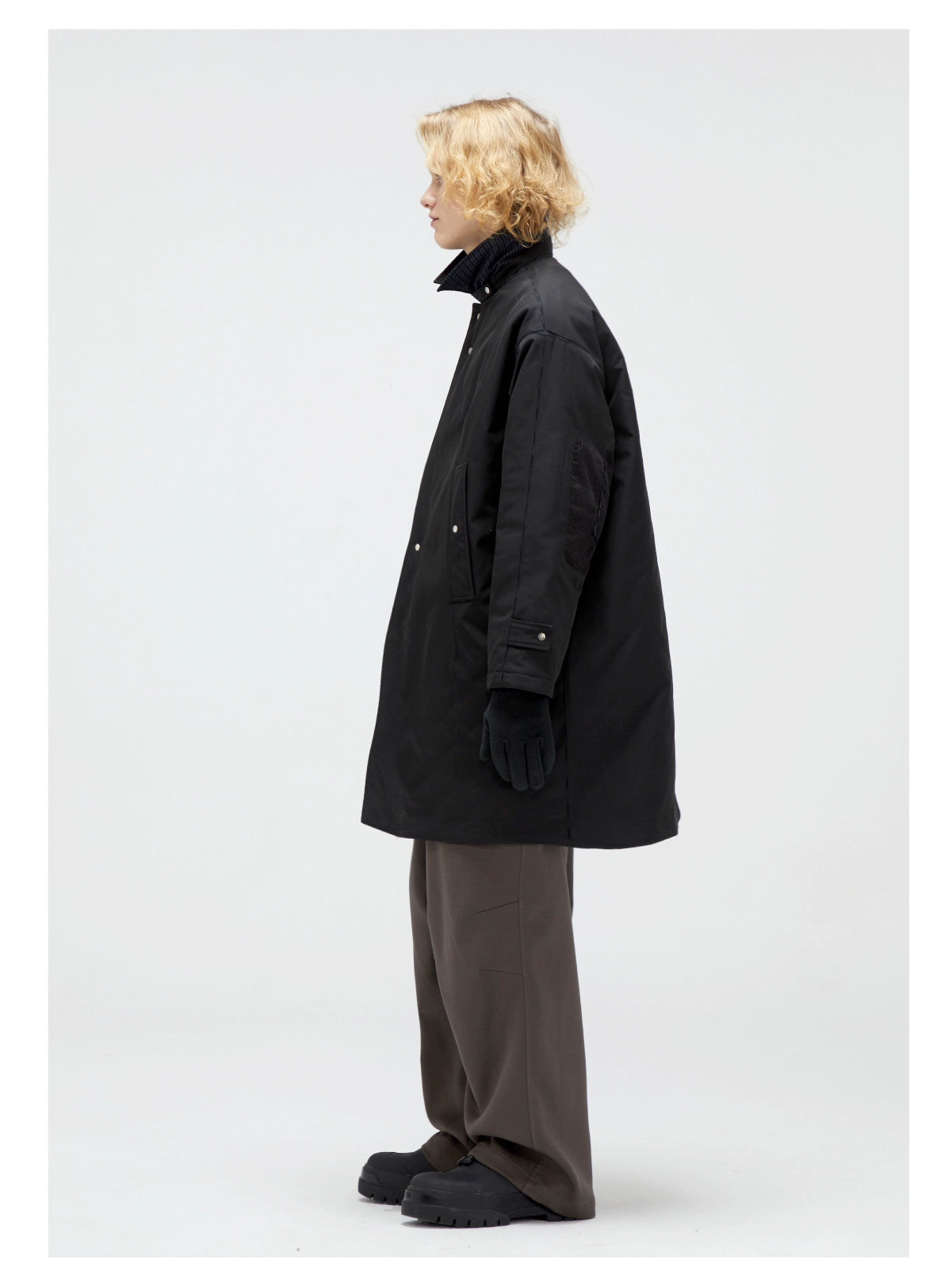 DECESOLO loose patchwork heavy cotton jacket