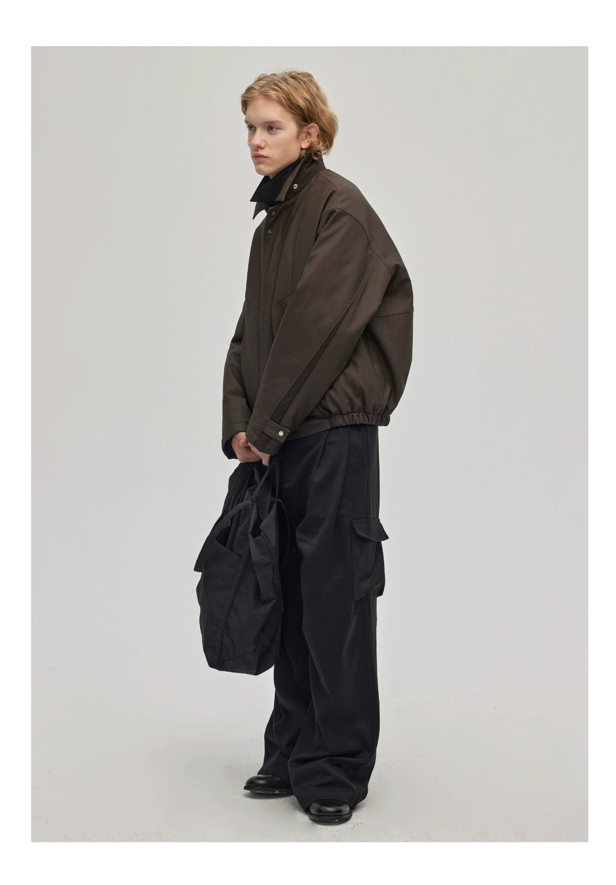 DECESOLO PU leather heavy short jacket