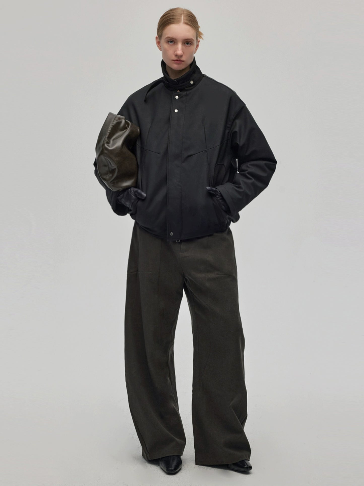 DECESOLO PU leather heavy short jacket