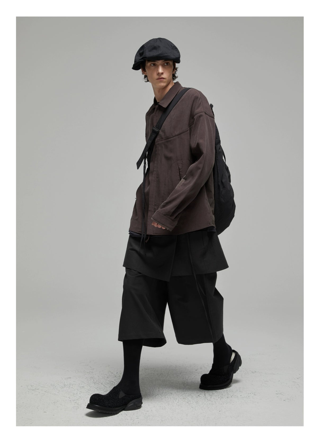 DECESOLO Stitching loose cropped jacket