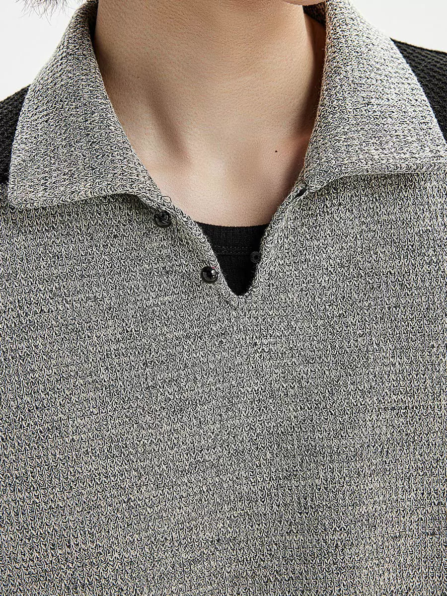 OPICLOTH Polo collar knitted sweater