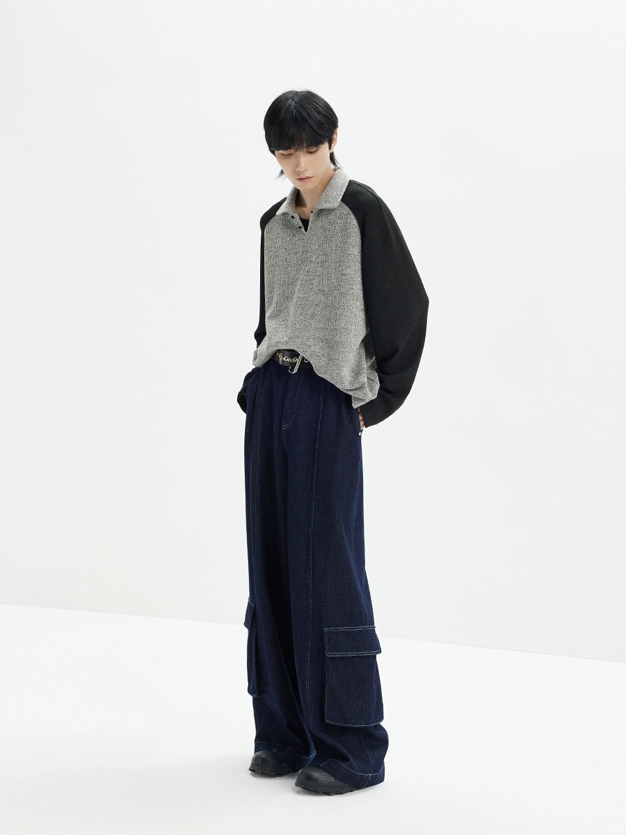OPICLOTH Polo collar knitted sweater