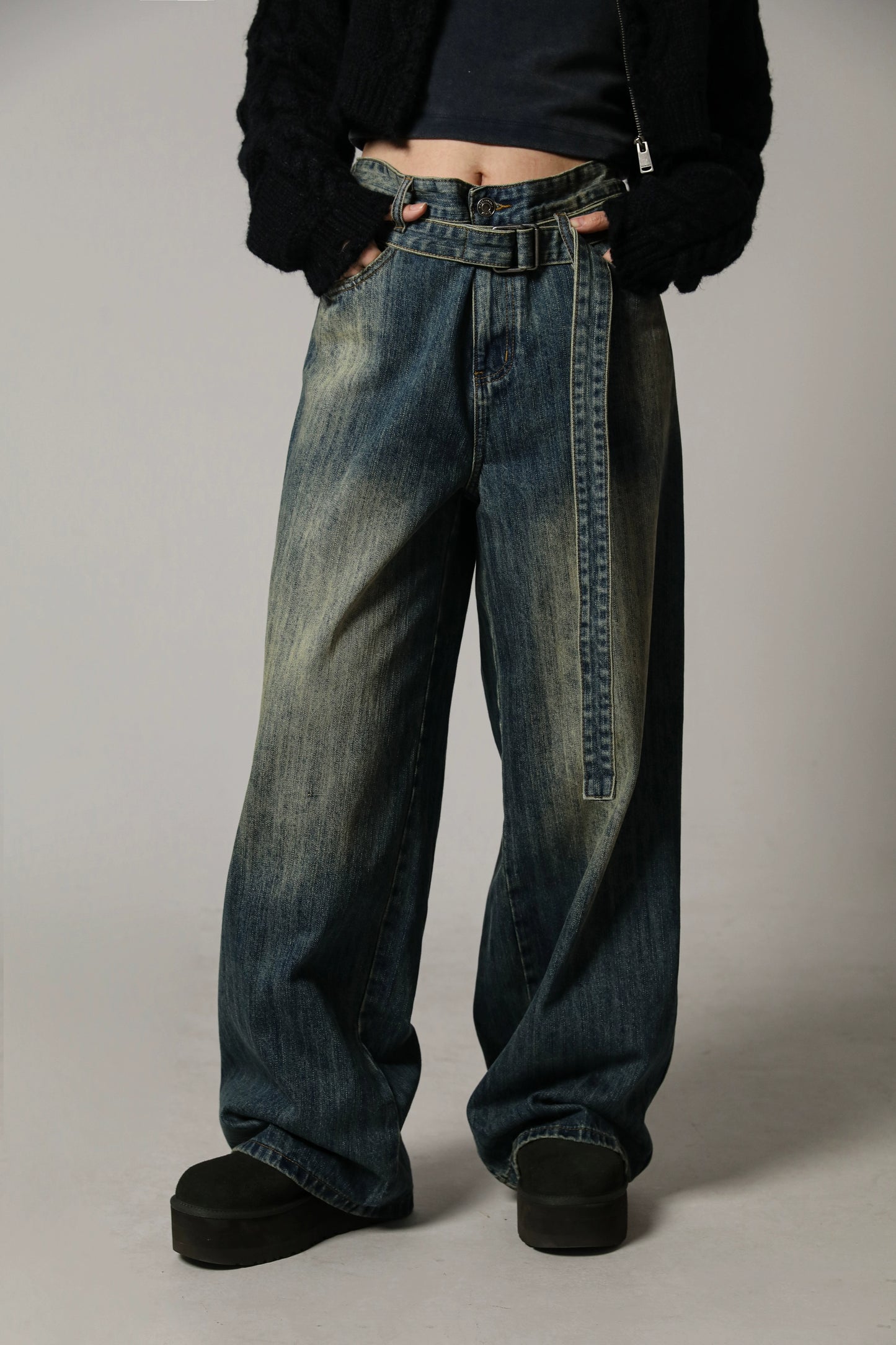MASONPRINCE's High Rise Loose Retro Straight Leg Casual Pants