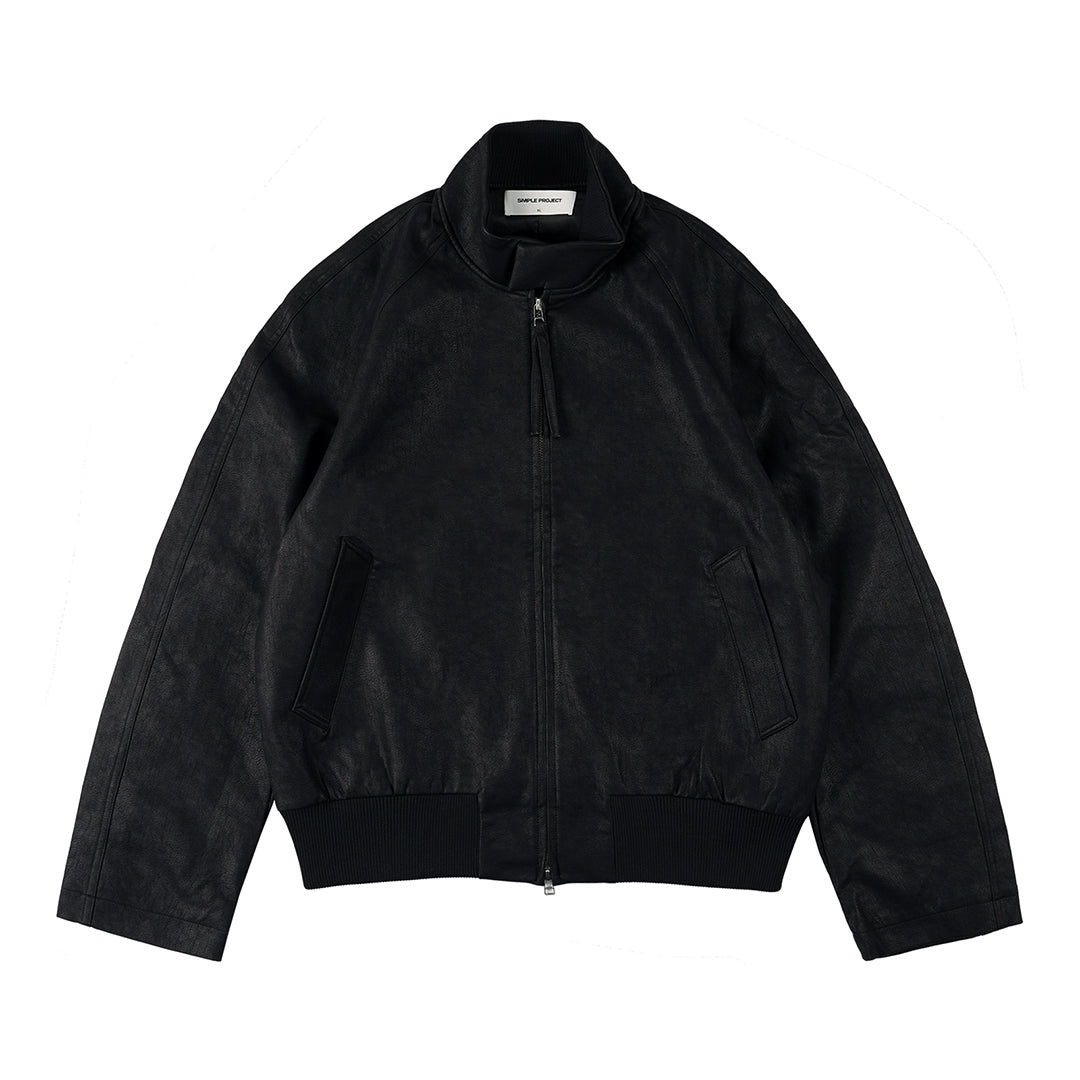 Simple Project PU Leather Jacket