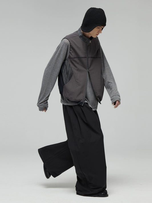 DECESOLO Multicolor Panelled Stand-Collar Vest Jacket