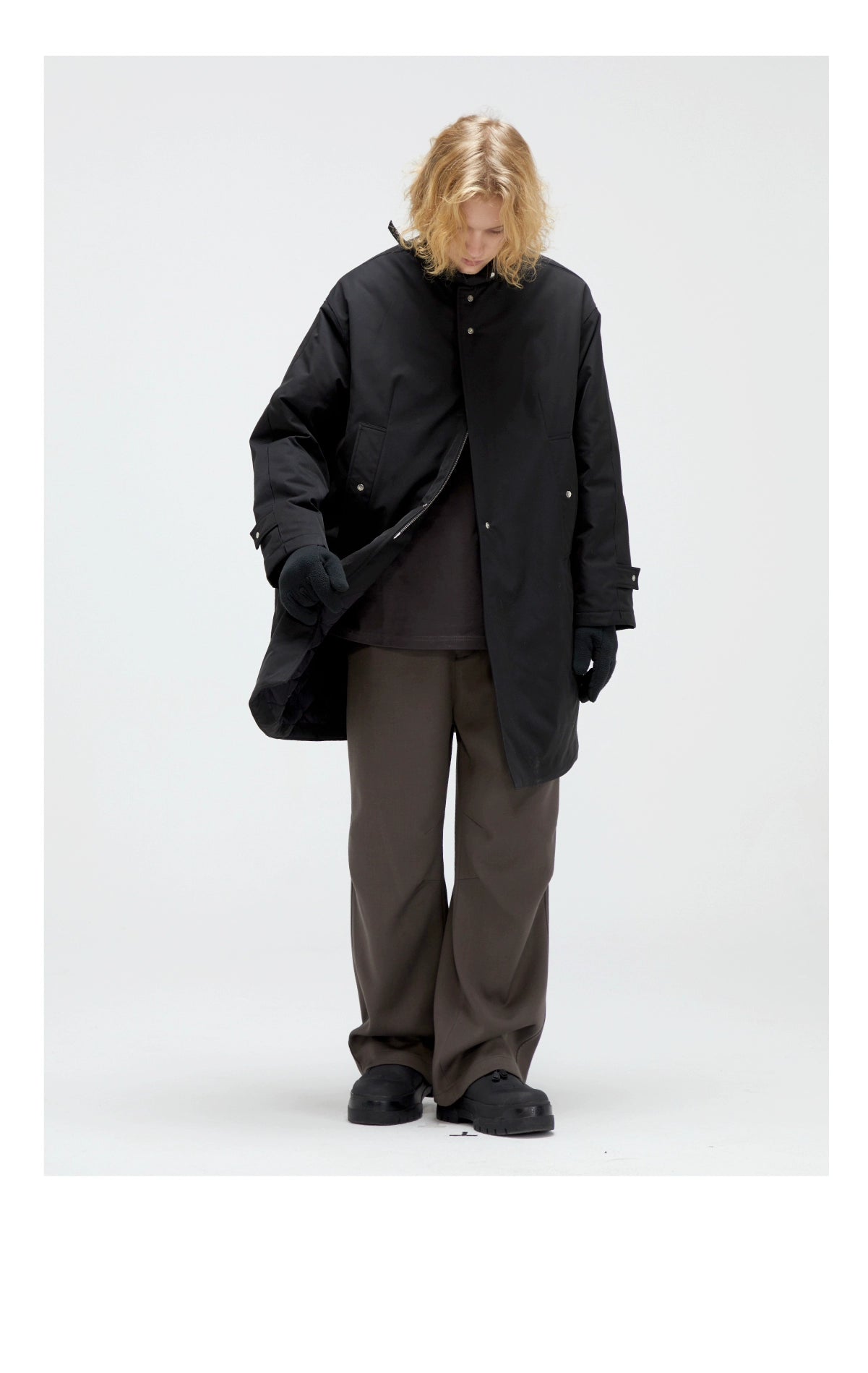 DECESOLO loose patchwork heavy cotton jacket