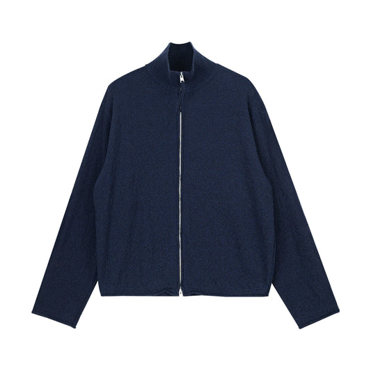 Simple Project High-neck zip-up knit jacket