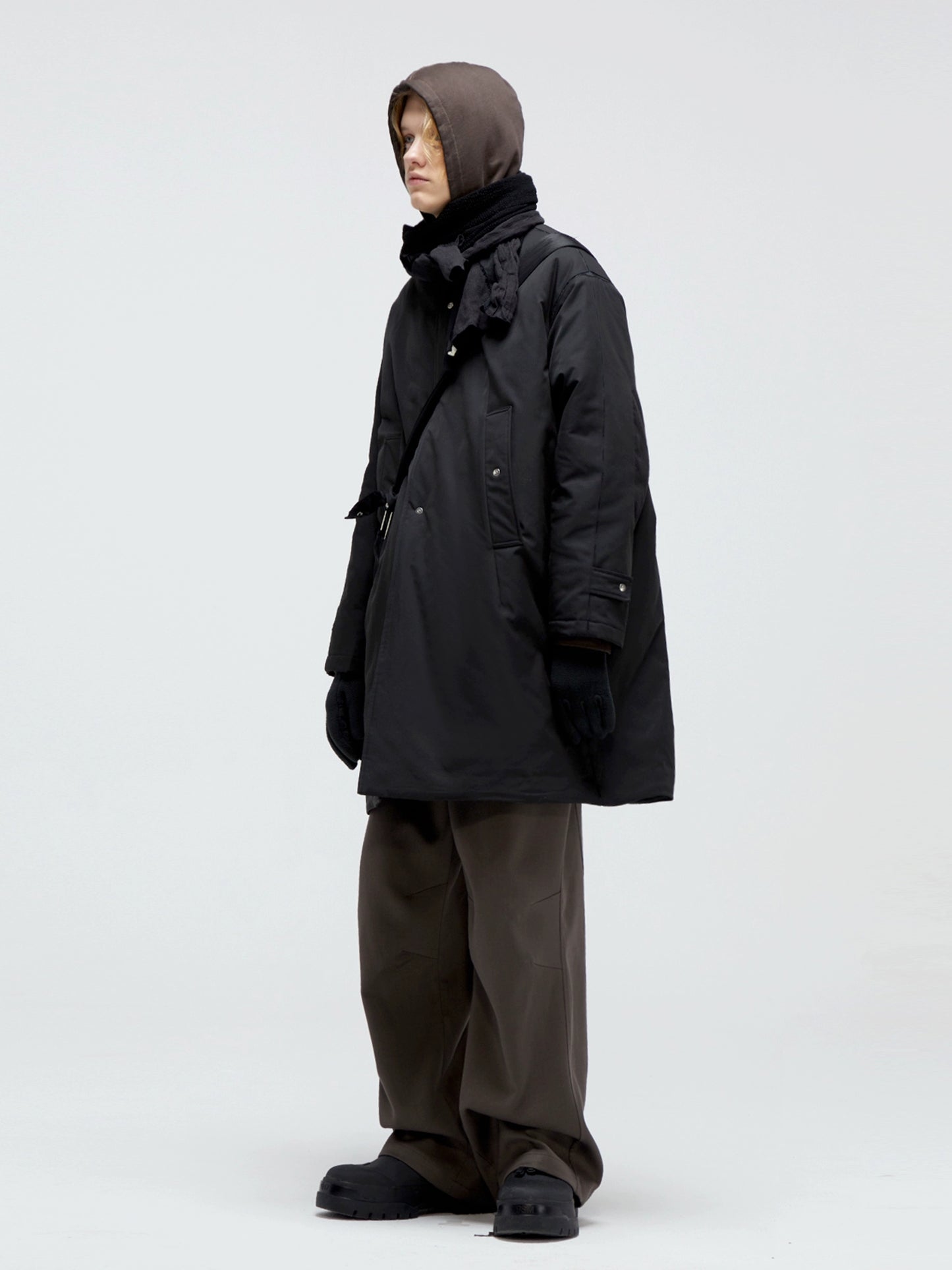 DECESOLO loose patchwork heavy cotton jacket