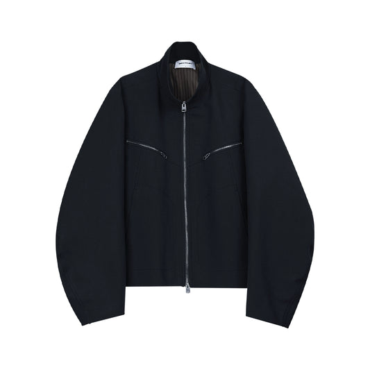 Simple Project Double-layered stand-up collar jacket